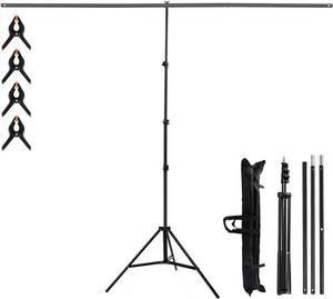 T-Shape Portable Background Backdrop Support Stand Kit 6.5ft Wide 8.5ft Tall for Video Studio Photography with 4 Spring Clamps and Carrying Bag