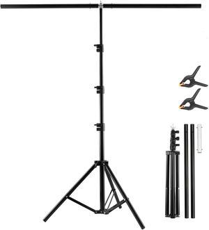 T Shape Backdrop Stand Kit 3.3 * 6.6FT, Adjustable Background Support Stand Kit with 2 Spring Clamps for Parties, Wedding, Photography, Decoration, BEIYANG
