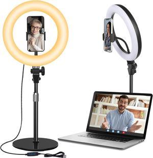 Video Conference Lighting for Laptop Computer, 10.5'' Selfie Ring Light with Stand and Phone Holder for Remote Working, Zoom Meeting Calls, Webcam Lighting, Live Streaming, Video Recording