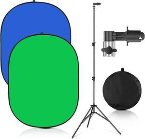 Portable Green Screen Backdrop with Stand,5x7ft Chromakey Blue&Green Screen 2 in 1 Double Sided Pop Up Collapsible Backdrop with Support Stand for Photo and Video Shooting,Gaming (Green & Blue)