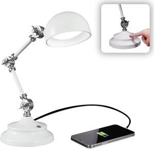 OttLite Pevention Pharmacy Adjustable LED Desk Lamp with USB Charging - Designed to Reduce Eyestrain, 3-Point Adjustable Neck, 3 Brightness Settings with Touch Controls