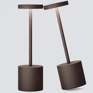 2Pack Cordless Table Lamp, Rechargeable LED Battery 5000mAh Metal USB Portable Powered Desk Lamp, 3 Levels Brightness Light for Restaurants Outdoor (2pack 10.25in ferrugino)