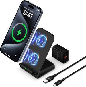 Wireless Charging Station 15W Fast Wireless Phone Chargers Stand Dock and QC 3.0 Adapter for Google Pixel 8 Pro 8 7a 7 6,  Galaxy S24 S23 FE S22 Ultra S21 Z Fold5/Flip5 Note 20, iPhone 15 14 13