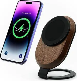 ARK Magnetic Wireless Charging Station with Fast Charger Adapter and USB to USB C Cord for iPhone 15/14/13/12 and Compatible Samsung Devices 15W Mag Safe Cell Phone Charger for Desk or Nightstand