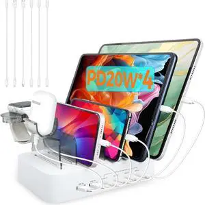 USB C Charging Station for Multiple Devices Apple,100W 4 PD and 2 USB Charger Stations Compatible with Apple iPhone iPad and Android Phone and Tablet,Type C Multi Charging Station
