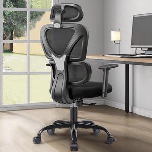 Primy Ergonomic Office Chair, Ergo 3D Computer Chair Breathable Mesh Desk Chair with Lumbar Support, High Back Gaming Chair with Adjustable Headrest and Armrests for Conference Room (Black)