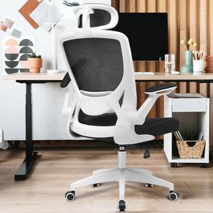 Primy Ergonomic Office Chair, Breathable Mesh Desk Chair, Lumbar Support Computer Chair with Headrest and Flip-up Arms, Swivel Task Chair, Adjustable Height Gaming Chair(White)