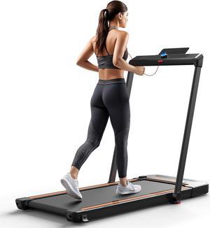 Under Desk Treadmill, Walking Pad 3 in 1 Folding Treadmill, Walking Jogging Treadmills for Home Office, 2.5HP Low-Noise Treadmill LED Display and Knob Speed Adjustment