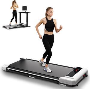 Primy 2-in-1 Walking Pad Treadmill for Home and Office, Under Desk Portable Treadmill with Smart Remote Control, Compact Design, 265LB Capacity for Walking and Jogging White