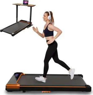 Primy Incline Walking Pad, Portable Treadmill for Home, 2-in-1 Walking Pad with Incline and Remote Control, 265LB Capacity, 2.5HP Compact Treadmill with LED Display for Walking and Running Orange