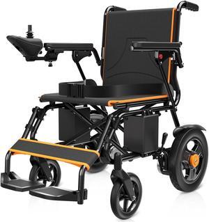 Primy Adult Foldable Intelligent Electric Wheelchair: Long Travel Range with 360° Maneuverability Control Joystick for Maximum Convenience Orange