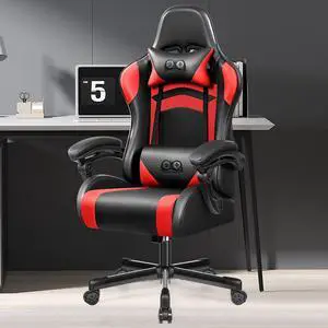 Primy Ergonomic Gaming Chair, PU Leather Racing Style Game Office Chair, Adjustable Backrest Swivel Ergonomic Gamer Chair Computer Chair with Headrest and Lumbar Support, Home Office Chair