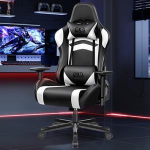 Primy Ergonomic Gaming Chair with Adjustable Height, Racing-Inspired Design, Complete with Headrest & Lumbar Support for Ultimate Computer Gaming Experience Black / White