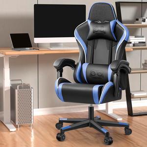 Primy Ergonomic Racing-Style Gaming Chair for Computer Gamers - Adjustable High Back with Lumbar Support, 360° Swivel Functionality, Perfect for Office Desks Black / Blue