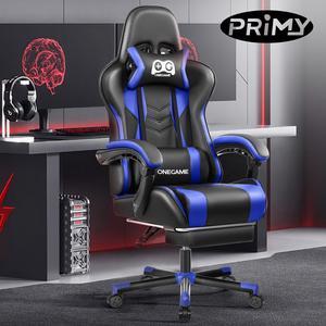 Primy Big and Tall Computer Chair, PU Leather PC Office Chair, Ergonomic Video Game Chair for Gaming and Office Black / Blue