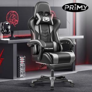 Primy Big and Tall Computer Chair, PU Leather PC Office Chair, Ergonomic Video Game Chair for Gaming and Office Black / Grey