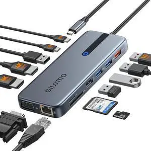 USB C Laptop Docking Station Dual Monitor, 13 in 1 Docking Station Triple Monitor Hub Multiport Adapter with 2 HDMI, DP, RJ45, 10Gbps USB C/A 3.1, 100W PD, USB 3.0/2.0,SD/TF for MacBook Dell HP Lenovo
