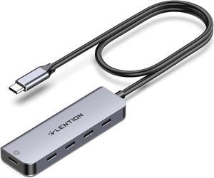 LENTION USB C Hub, 2FT Long Cable USB C Multiport Adapter, 4 USB3.0 Ports (USB-C Type, 5Gpbs), Powered USB C Port,Compatible MacBook Pro, iMac, iPad Pro, iPhone 15/15 Pro, and More (CE31,Space Gray)