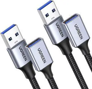 UGREEN 2 Pack USB Extension Cable, (6 FT+ 6 FT) USB Extender USB 3.0 Extension Cable Nylon Braided Compatible with Webcam, Camera, Phone, USB hub, Mouse, Keyboard, Printer, Hard Drive, Headset