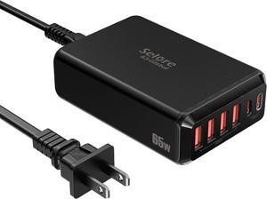 USB C Charging Station, SELORE 65W 6 Ports Multiple USB Charging hub Fast USB C Charger Block, Compact Desktop Dual USB-C Wall Charger Adapter for iPhone 14 Pro Max/13, iPad Pro, Home, Office