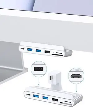 8-in-1 iMac USB Adapter with HDMI 4K@60hz, USB 3.0 5Gbps, SD/TF Card Reader,USB C Dock for iMac 24 inch, iMac Hub for 2021 iMac 24 inch (M1)/2023 iMac 24-inch (M3) | iMac Accessories
