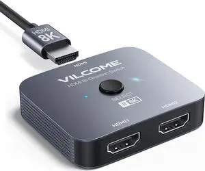 HDMI 2.1 Switch, Ultra HD 8K HDMI Switcher Splitter 2 in 1 Out, Bi-Directional HDMI Switcher Supports 4K@120Hz, 8K@60Hz, Aluminum HDMI Switch for PS5/4, Xbox, Roku, Apple TV, Fire Stick