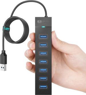 7-Ports USB Hub, SANZANG USB 3.0 Hub, USB Extender for Laptop, Flash Drive, HDD, Console, Printer, Camera, Keyboard, Mouse (1.6FT)