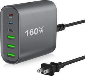 USB C Charger,160W USB C Charging Station Laptop Charger 6-Port Portable USB C Wall Fast Charger USB C Power Adapter for MacBook Pro/Air,iPad Pro,iPhone 14/13/Mini/Pro/13Pro Max/12 Samsung Galaxy Note