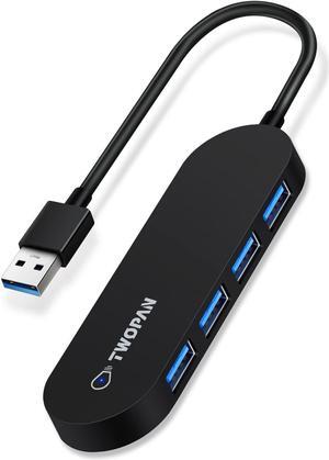 TWOPAN 4-Port USB 3.0 Hub, Ultra Slim Portable USB Data Hub Splitter for Laptop, MacBook Pro/Air, Surface Pro, Chromebook, Pixelbook, XPS, Thinkpad, Desktop, Keyborad, Mouse, Flash Drive