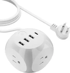 Ceptics USB Power Strip - Small & Compact - Travel Size - Grounded Dual USB + USB-C - 3 USA Outlets Input - Powerful 21W Max Total - Desk Charging Hub Station