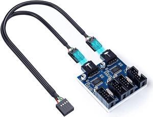 Nest Warehouse 9Pin USB Header Splitter Male 1 to 4 Female Extension USB 2.0 Motherboard USB 2.0 Adapter, Converter MB USB Adapter 9Pin Internal USB Hub Port Multiplier
