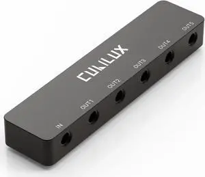 Cubilux Professional 5-Way 3.5mm AUX Splitter, Aluminum Case 5-Channel 1/8 Stereo Headphone Splitter, Multi-Port TRS Audio Share/Split Box/HUB for Speaker Earphones Laptop PC Smartphone Tablet