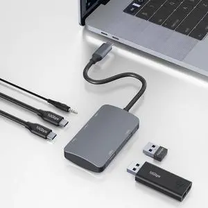 USB C Hub,USB C Hub Multiport Adapter,10Gbps 2 Type C and 2 USB 3.2 Gen 2(Data & Charging),3.5mm Audio,USB C to USB C Hub,USB Expander Hub,USB Type C Hub for Laptop,MacBook Air/Pro,iMac,Phone