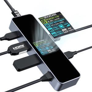 DOCKCASE Visual Smart USB C Hub (6-in-1) with HDMI Port 4K@60Hz, Gigabit Ethernet, USB-C and 2 USB-A 5Gbps Data Ports, 100w PD Power Delivery, for MacBook Air, MacBook Pro, XPS, and More