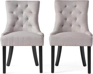 Christopher Knight Home Hayden Fabric Dining Chairs, 2-Pcs Set,Polyester, Light Grey