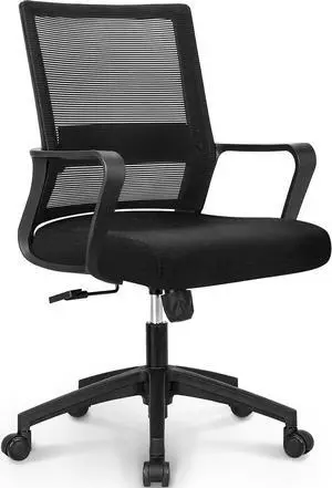NEO CHAIR Office Chair Ergonomic Desk Chair Mid Back Mesh with Lumbar Support Comfortable Cushion Swivel Adjustable Height Armrest Gaming/Computer Chairs for Home Office Desk (Black)