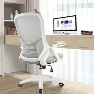 Office Chair Ergonomic Mesh Swivel Computer Task Desk Chair Comfortable, Flip-up Arms, Adjustable Height (Grey)