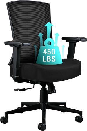 Big and Tall Office Chair 450lbs, Ergonomic High Back Computer Desk Chair for Heavy People with 2D Adjustable Waist Support and Heavy Duty Metal Base Mesh Chair