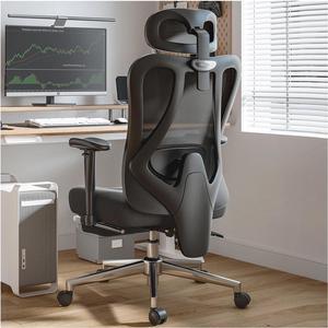 Hbada Ergonomic Office Chair with 2D Armrest, Office Chair with 2D Adjustable Lumbar Support, Computer Chair with Tilt Function, Desk Chair with Footrest Black