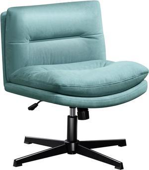 Office Chair Fabric Ultra-Soft Desk Chair No Wheels,Thick Padded Armless Home Office Chairs,Adjustable Swivel Rocking Vanity Chair,Wide Task Computer Chair for Office,Home,Make Up,Bedroom Teal