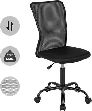 HCB Home Office Chair Mesh Desk Chair Ergonomic Computer Chair with Lumbar Support Mid Back 360° Rolling Swivel Adjustable Height Small Meeting Chairs (Black)