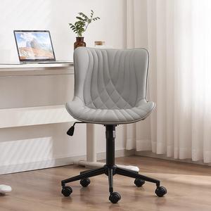 YOUTASTE Home Office Desk Chair Modern Stylish Streamlined Vanity Chair, Rocking Swivel Lounge Chair, Height Adjustable Ergonomic Computer Task Chairs Faux Leather with Wheels,Grey