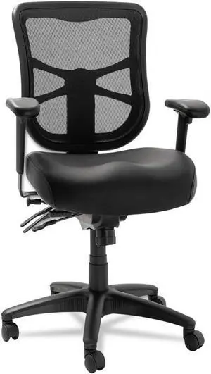 Alera EL4215 Elusion Series Mesh Mid-Back Multifunction Chair, Black Leather