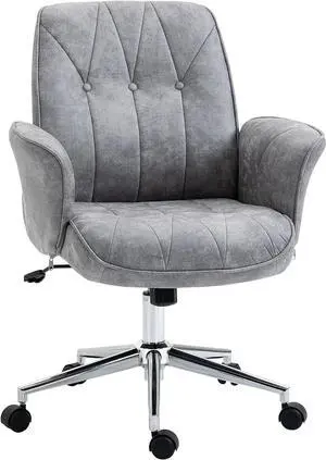 Vinsetto Micro Fiber Home Office Chair with Adjustable Height, Rock Function, and Curved Padded Armrests, Light Grey