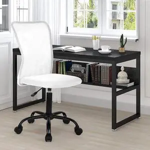 Office Chair Mesh Chair Ergonomic Computer Desk Chair Swivel Rolling Chair Modern Executive Chair with Wheels Living Chair Task Chair for Women,Home Office Chair, Armless, White