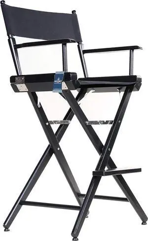 Filmcraft Professional Grade Tall Director's Chair (30", Black Finish, Black Canvas)