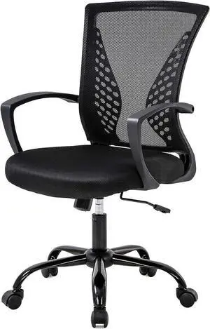 TYNB Home Office Chair Ergonomic Desk Chair Mesh Computer Chair Black Conference Room Chairs with Lumbar SupportCute Desk Chair for Home Meeting Room Office Room, MC-GF411-Black, 19.3x17.7x41.1 in