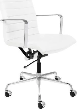 Laura Davidson Furniture SOHO II Ribbed Office Chair, Ergonomically Designed with Arm Rest & Swivel, White