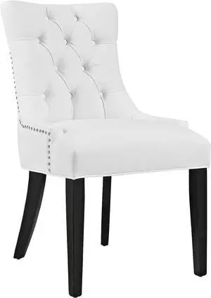 Modway MO- Regent Modern Tufted Faux Leather Upholstered with Nailhead Trim, Dining Chair, White