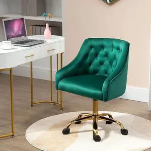 Velvet Fabric Swivel Task Chair for Home Office Ergonomic Comfortable Chair - Green with Dirt-Proof M-6030S